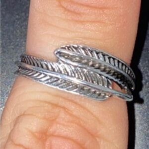 Leaf Open Ring Band Style Wedding Design Size 5.10 Sterling Silver 1.7 grams